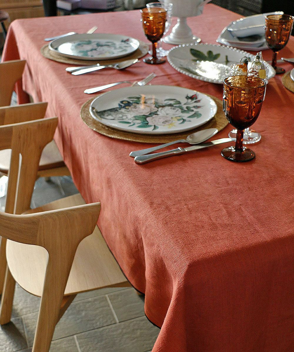 テーブルクロス・ヴェローヌ・テラコッタ・270x143cm【撥水加工